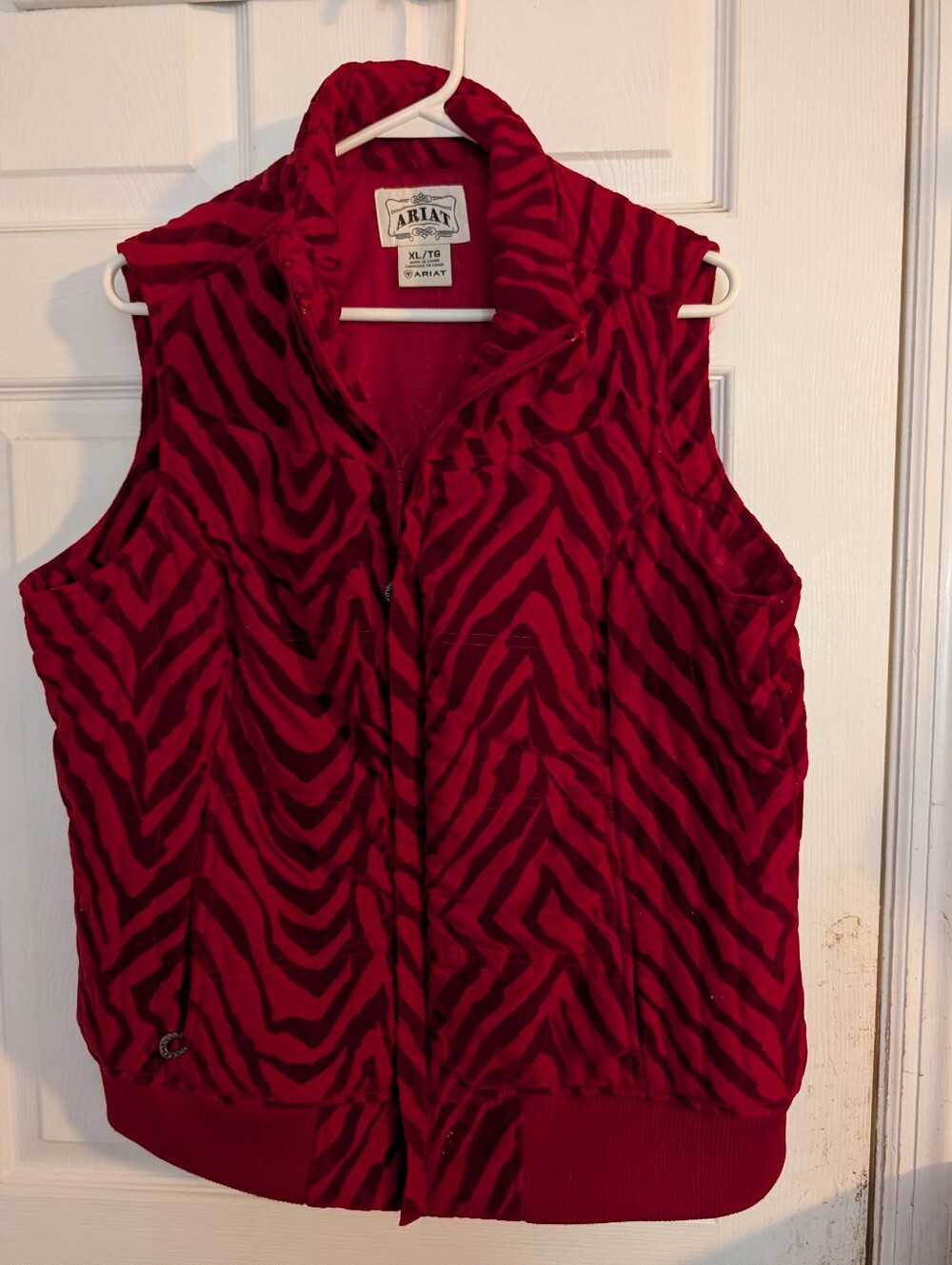Aria Red Zebra-Print Quilted Vest